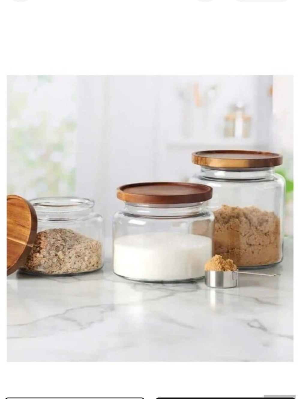 Anchor Hocking Glass Jars with Acacia Lids, Set of 3 - Picture 4 of 6